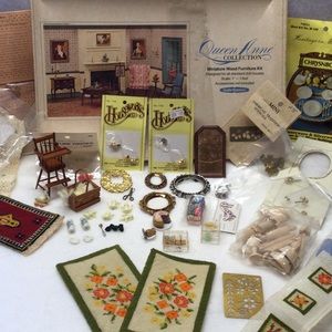 Lot of vintage Dollhouse accessories and furniture